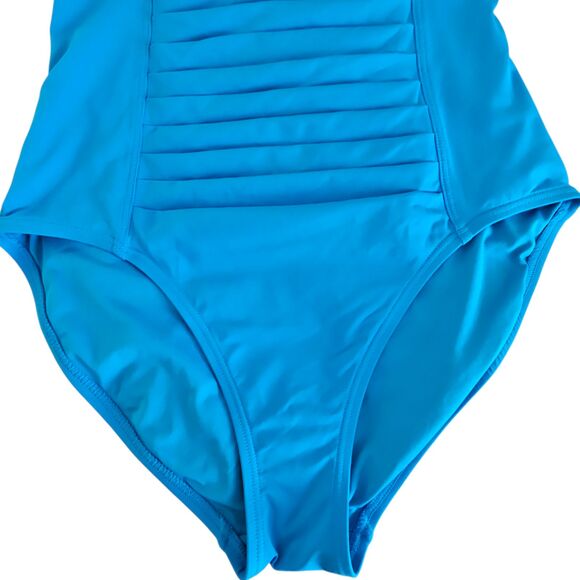 Calvin Klein One-Piece Swimsuit Size 10 Cerulean Blue UPF 50+ Bikini-Style - Picture 3 of 5